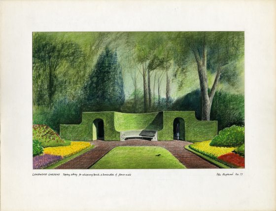 An illustration and design of Flower Garden Walk at Longwood Gardens. 